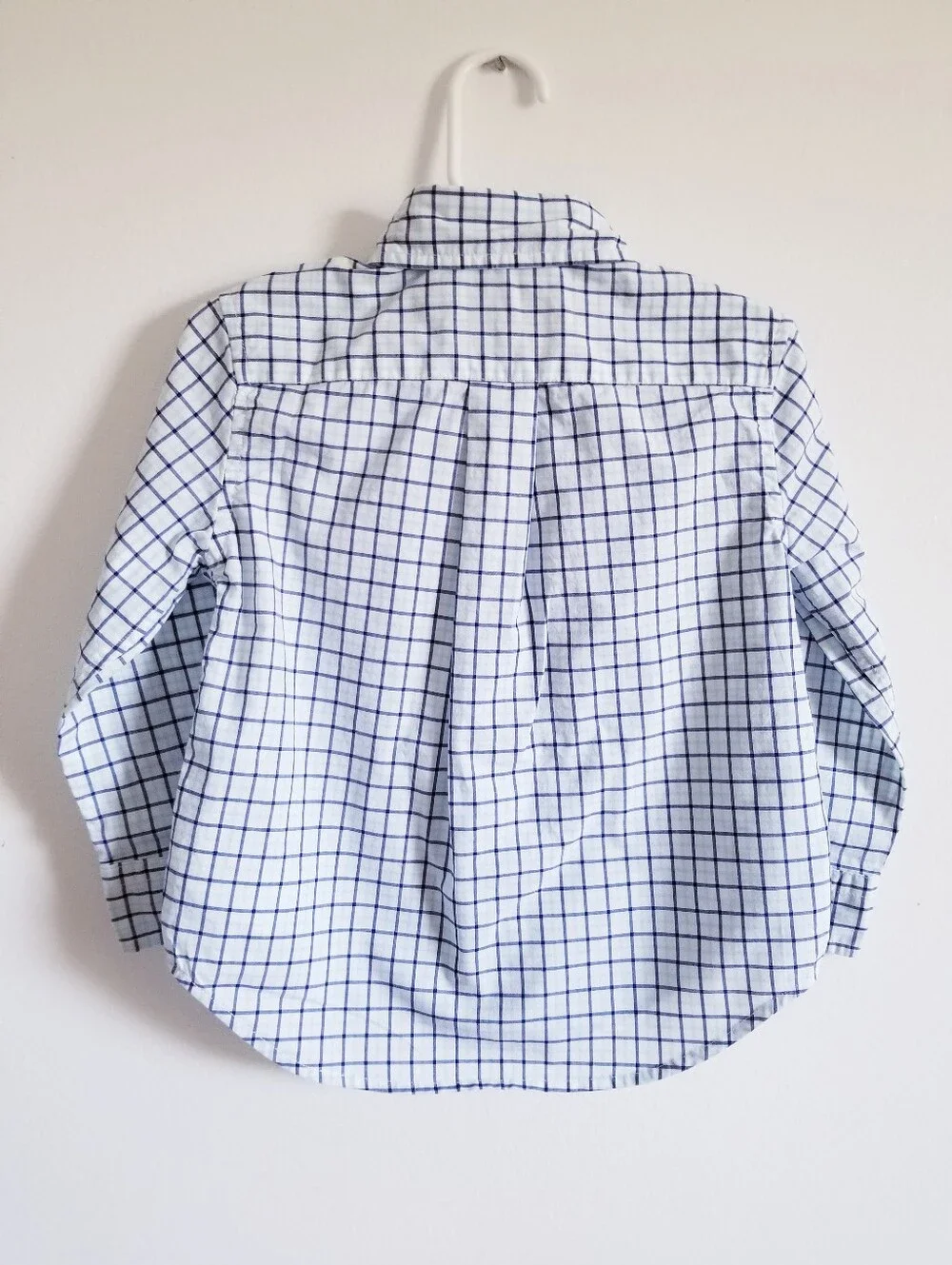 Ralph Lauren White Button-Down Shirt with Blue Windowpane Check for Kids